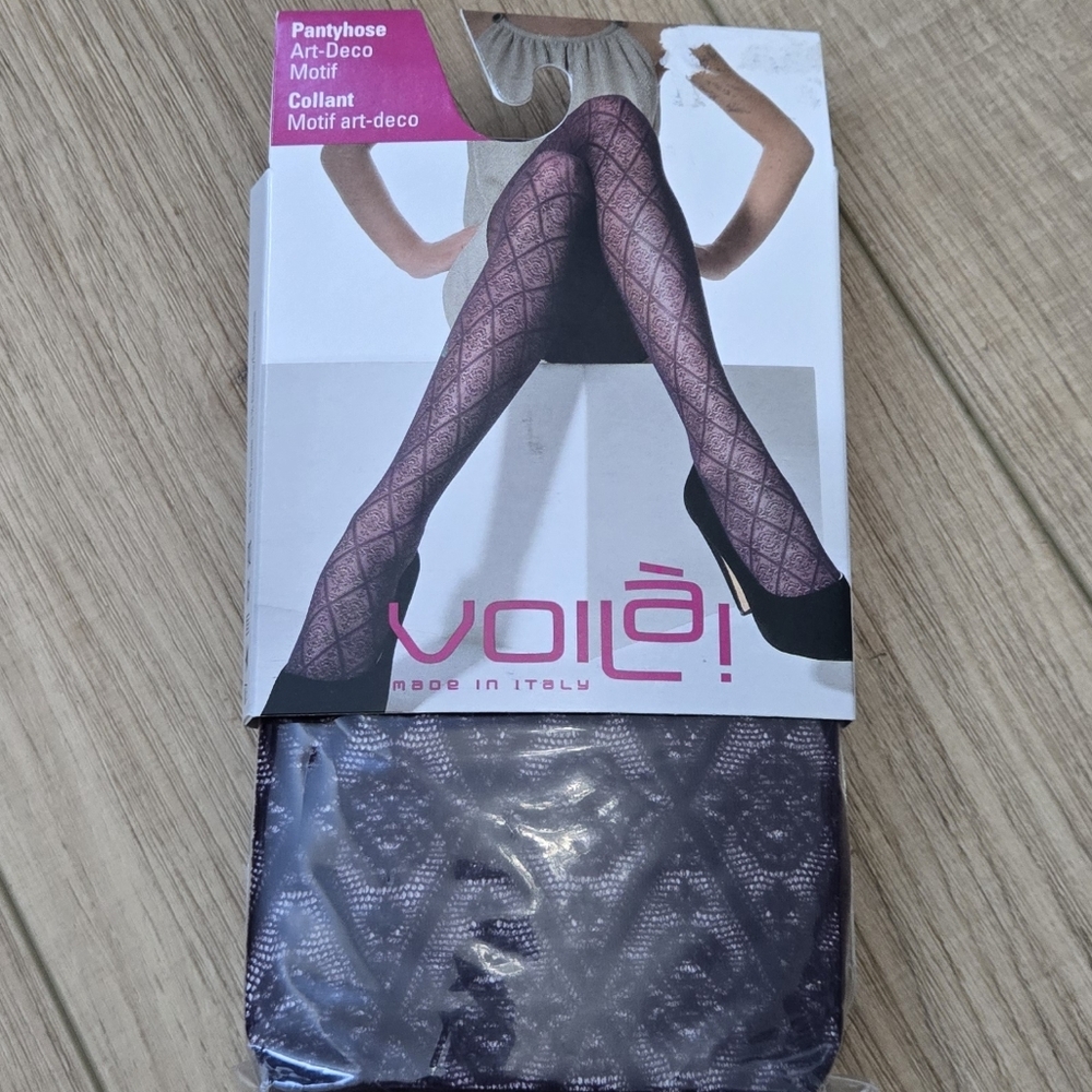 Voilè Art Deco Pantyhose - Elegant Purple-fig